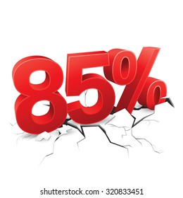 85 percent discount breaks ground on white background