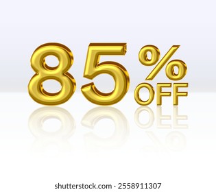 85 percent discount. Golden numbers with percentage sign. Special offer. vector illustration.