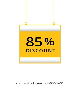 85 percent discount isolated flat design banner. vector template.