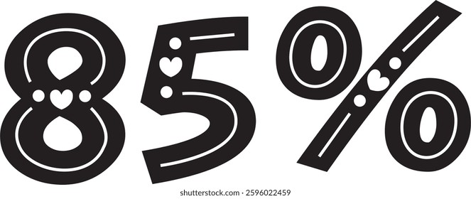 85 Percent Discount Offer Number Typography Style A0587