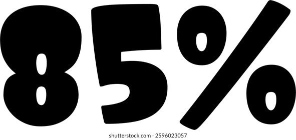 85 Percent Discount Offer Number Typography Style A0378