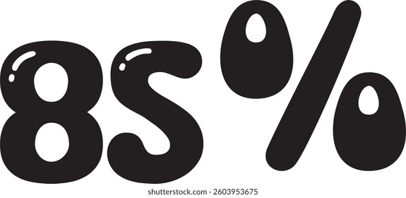 85 Percent Discount Offer Number Typography Style A0074