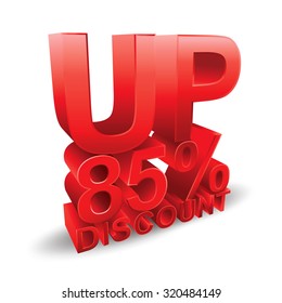 85 percent discount on white background
