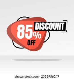 85 percent discount white banner with red floating balloon for offers and promotions sales.