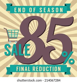 85 Percent End of Season Sale Vector Illustration