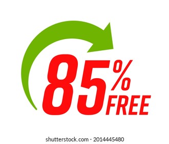 85 percent free banner layout with arrow isolated on white