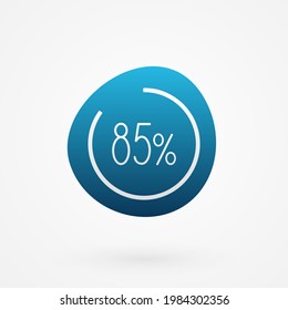 gráfico circular aislado del 85%. Icono de gradiente vectorial infográfico. Firmar para negocios, finanzas, diseño web, descarga, progreso