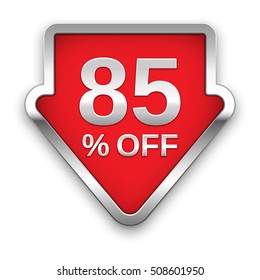 85 percent off vector badge, silver