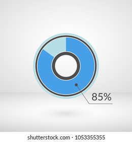 85 percent pie chart isolated symbol. Percentage vector infographics. Circle diagram sign. Business illustration icon for marketing project, finance, financial report, web, concept design, download