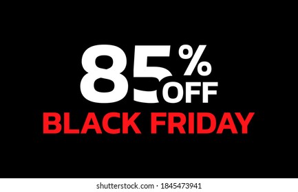 85 percent price off icon or label. Black Friday Sale banner. Discount badge design. Vector illustration.
