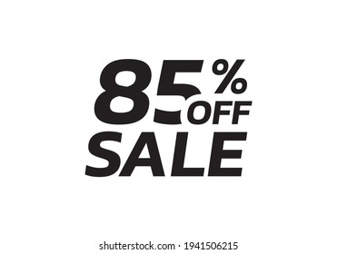 85 percent price off icon, label or tag for sale. Discount badge or sticker design. Vector illustration.