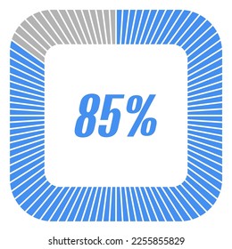 85 percent square shape percentage diagram for infographics,documents or reports. vector.