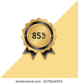 Up to 85% percentage off Sale. Discount offer price sign. Special offer symbol. Discount tag badge Vector Illustration. Perfect design for shop and sale banners