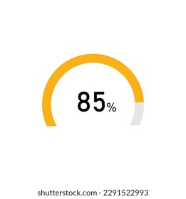 85 percent,semicircle shape percentage diagram symbol,transparent background.