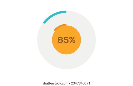 85% pie chart template, pie chart 85% vector, pie chart illustration