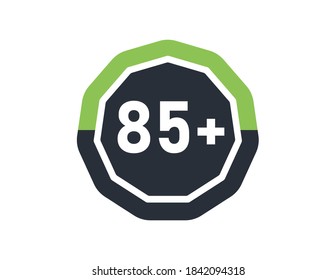 85 más aislados en un fondo blanco. Número de más de 85 