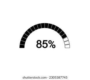 85% semicircle percentage diagrams, 85 Percentage ready to use for web design, infographic or business.