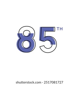 85 Th Anniversary Number Design Flat Style Collection Vector Template Illustration