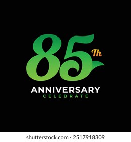 85. Modern Anniversary Celebration Number Design Collection Grün