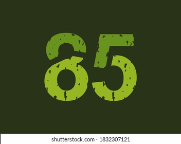85 vectorial número hecho de grosor, textura gruesa. Estilo de impresión de sello de goma. Para logotipo, marca, afiche, elementos de diseño, etc.