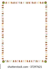 8.5" x 11" (U.S. letter sized) border of colorful gingerbread men, candy canes and presents