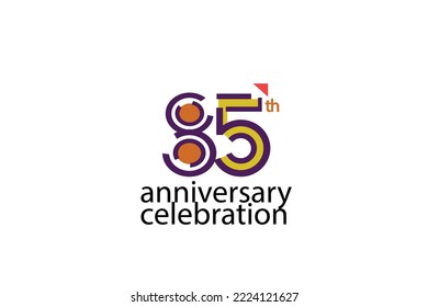 85 year anniversary celebration abstract style logotype. anniversary with purple, yellow, orange color isolated on white background, vector design for celebration, invitation, greeting card - Vector