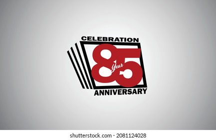 85 year anniversary celebration, book design style black and red color for event, birthday, gift card, poster-vector