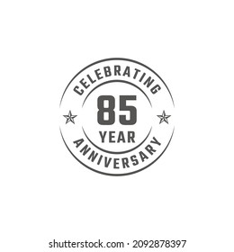 85 Year Anniversary Celebration Emblem Badge with Gray Color for Celebration Event, Wedding, Greeting card, and Invitation Isolated on White Background