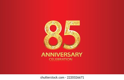Celebración del 85 Aniversario del Diseño Vector con fondo rojo y brillo. Celebración del 85° Aniversario. Banner Gold Luxury del 85º aniversario. ilustración vectorial
