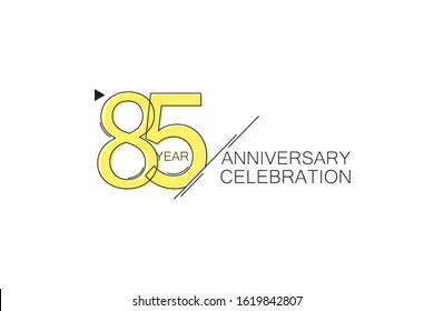 85 year Anniversary comical look, simple line art, Sleek and Clean Design for banner, invitation, birthday card - Vector