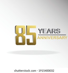 85 Year Anniversary Logo Vector Template Design Illustration gold and white