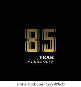 85 Jahre alte Logo-Vektorgrafik-Vorlagendesign-Illustration goldfarben