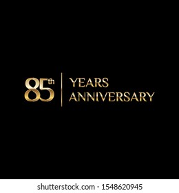 85 years Anniversary Celebrating golden text on black background. Vector template.