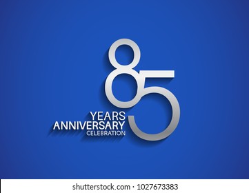 85 years anniversary celebration logotype with silver color isolated on blue background