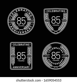 85 years anniversary celebration logotype. 85th anniversary logo collection. Set of anniversary design template. Vector and illustration.