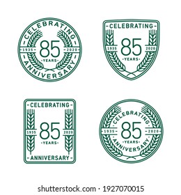 85 years anniversary celebration logotype. 85th anniversary logo collection. Set of anniversary design template. Vector and illustration.