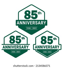 85 years anniversary celebration logotype. 85th anniversary logo collection. Set of anniversary design template. Vector and illustration.