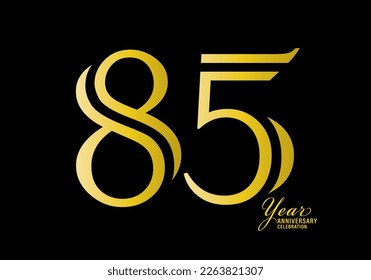 85 years anniversary celebration logotype gold color vector, 85th birthday logo,85 number, anniversary year banner, anniversary design elements for invitation card and poster. number design vector