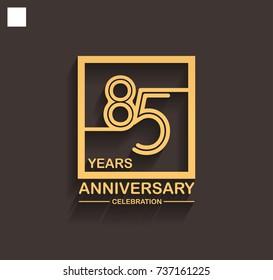 85 years anniversary celebration logotype style linked line in the square with golden color. vector illustration isolated on dark background