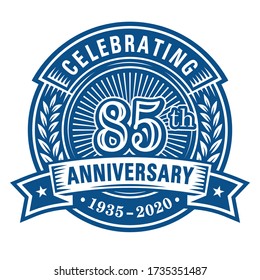 85 years anniversary celebrations design template. 85th logo. Vector and illustrations.