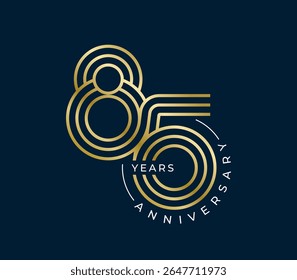 85 Jahre Jubiläum, Vektorgrafik. Einzigartige 85 Jahre Logo Design-Vorlage. In goldener Farbe