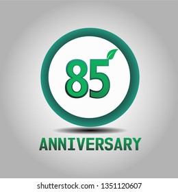 85 years Anniversary with go green design. Simple design with leave on second number. Green font and circle. My all design can see in my portofolio