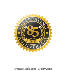 85 years anniversary golden black badge logo