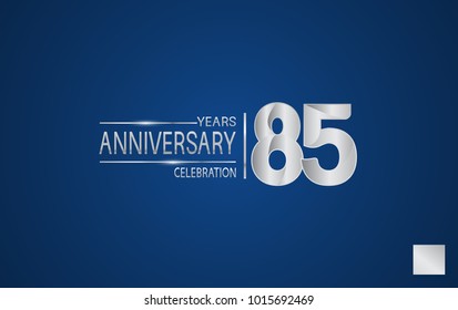 85 years anniversary logo with elegance silver color isolated on blue background for celebration event