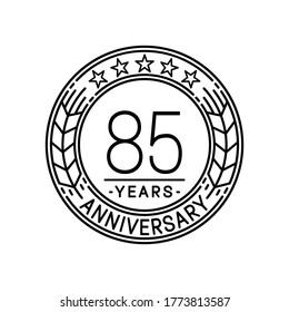 Plantilla de logotipo de 85 años. 85ª línea de arte vector e ilustración.