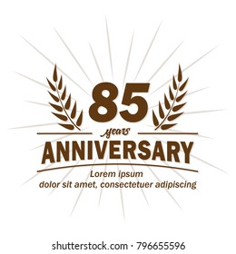 85 years anniversary logo. Vector and illustration.