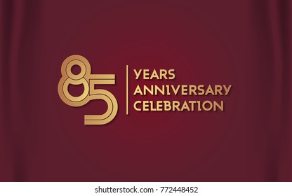 85 Years Anniversary Logotype with  Golden Multi Linear Number Isolated on Red Curtain Background