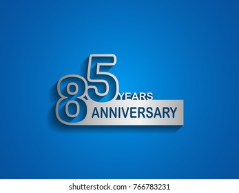 85 years anniversary logotype with outline number silver color on blue background