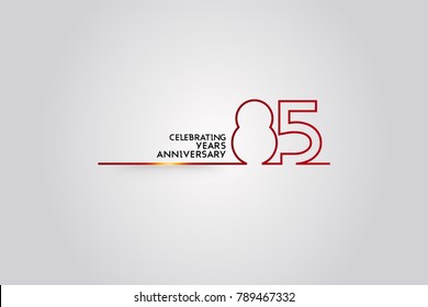 85 Years Anniversary logotype with red colored font numbers made of one connected line, isolated on white background for company celebration event, birthday