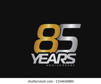 85 years anniversary logotype with silver and gold color isolated on black background for celebration event

